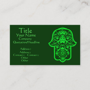 Carte De Visite Hamsa floral (vert)