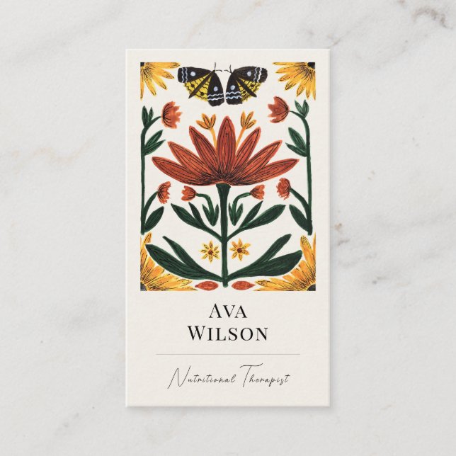 Carte De Visite Hand Painted Abstract Floral Art Symmetrical (Devant)
