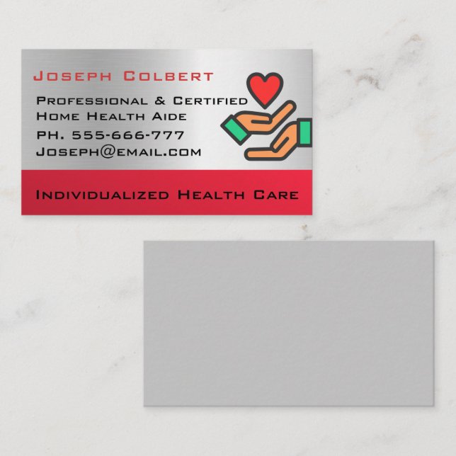 Carte De Visite Handicap Homecare Soins infirmiers Coeur de la mai (Devant / Derrière)