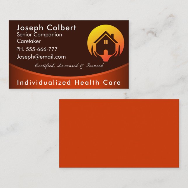 Carte De Visite Handicap Homecare Soins infirmiers foyer à la main (Devant / Derrière)