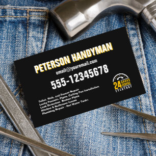 CARTE DE VISITE HANDYMAN 24 HEURES D'URGENCE NOIR JAUNE