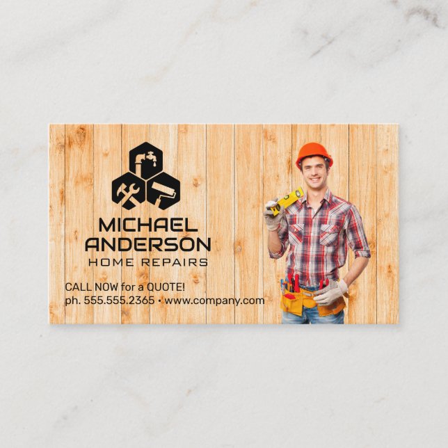 Carte De Visite Handyman avec ceinture d'outil | Réparations domes (Devant)