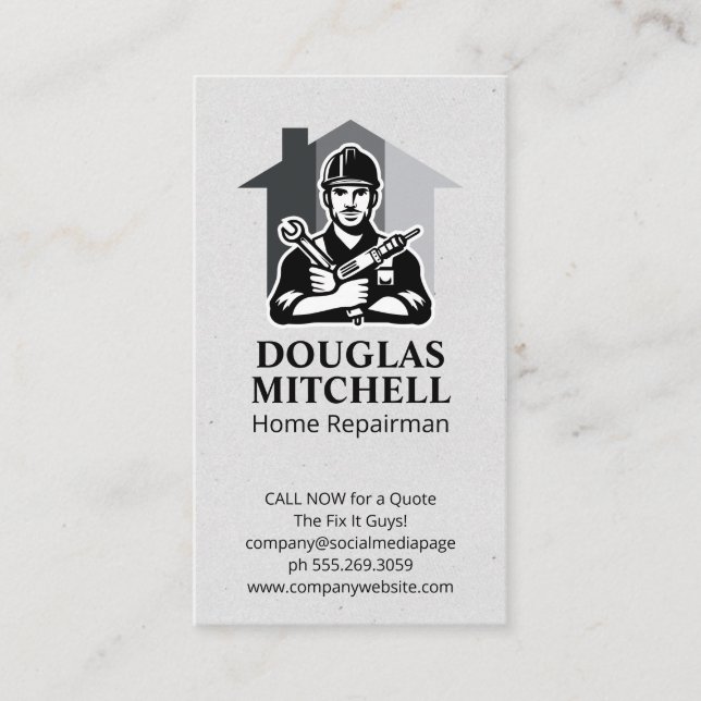 Carte De Visite Handyman avec outils main | Réparations domestique (Devant)