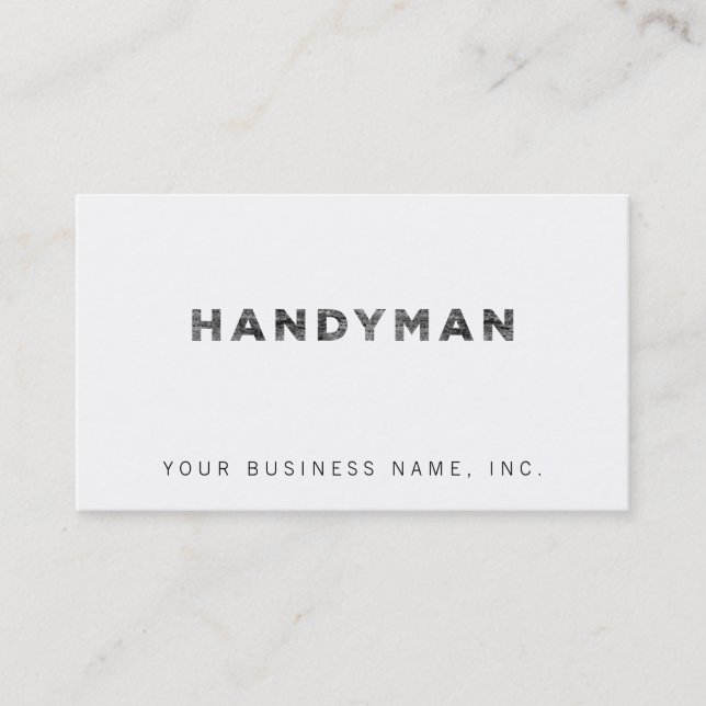 Carte De Visite Handyman [Black Faux Letterpress Style] (Devant)