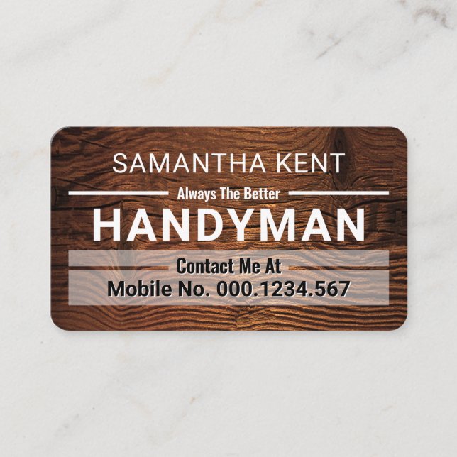 Carte De Visite Handyman Border Lines Timber Wood (Devant)
