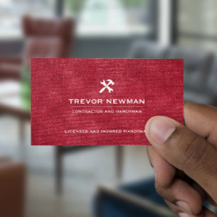 Carte De Visite Handyman Carpenter Construction Grunge RED