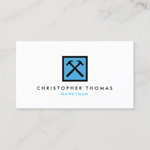 Carte De Visite Handyman, Carpentier, Logo bleu Builder
