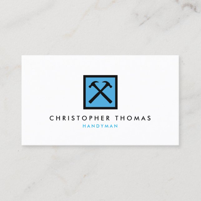 Carte De Visite Handyman, Carpentier, Logo bleu Builder (Devant)