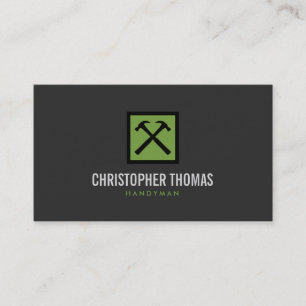 Carte De Visite Handyman, charpentier, Logo vert Builder sur Grey