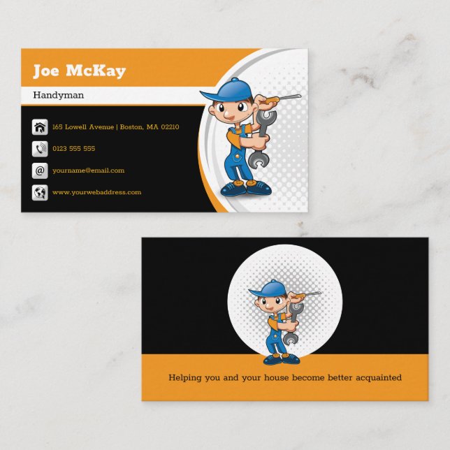 Carte De Visite Handyman | Construction | Entrepreneur (Devant / Derrière)