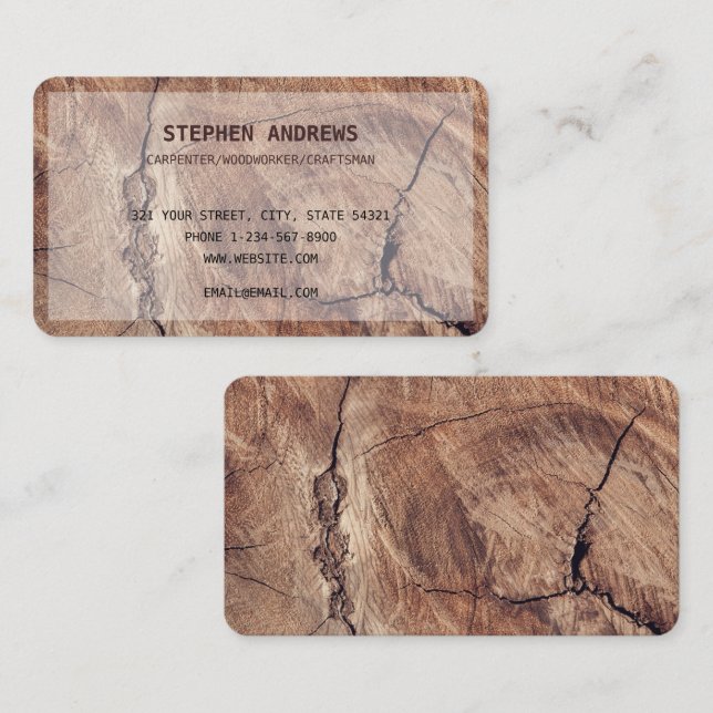Carte De Visite Handyman de charpenterie en bois professionnel (Devant / Derrière)