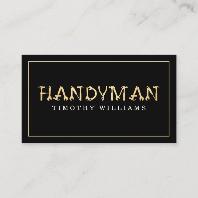 Carte De Visite Handyman Gold & Black Modern (Devant)