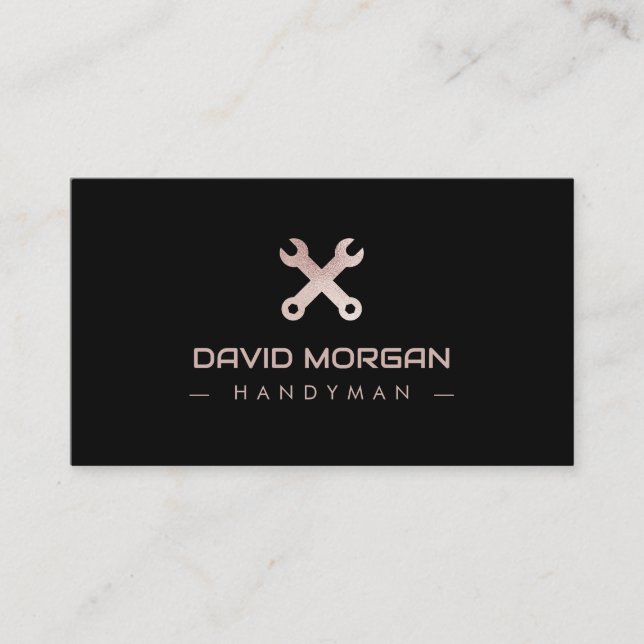 Carte De Visite Handyman Logo Rose Parties scintillant or (Devant)