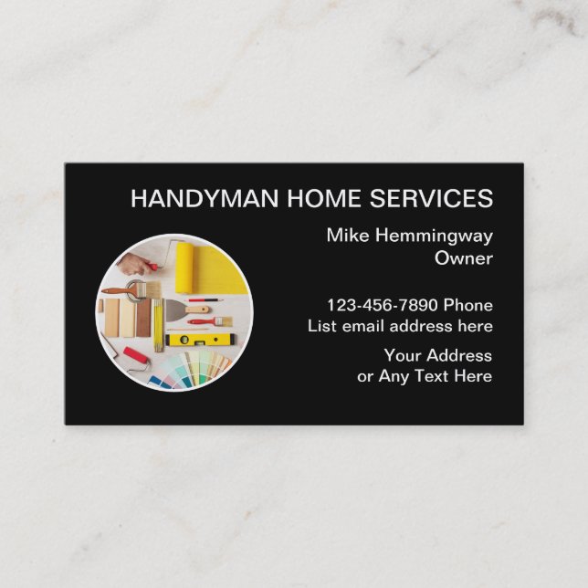 Carte De Visite Handyman Moderne Style Professionnel (Devant)