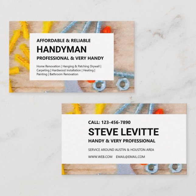 Carte de visite Handyman - Outils de travail (Devant / Derrière)