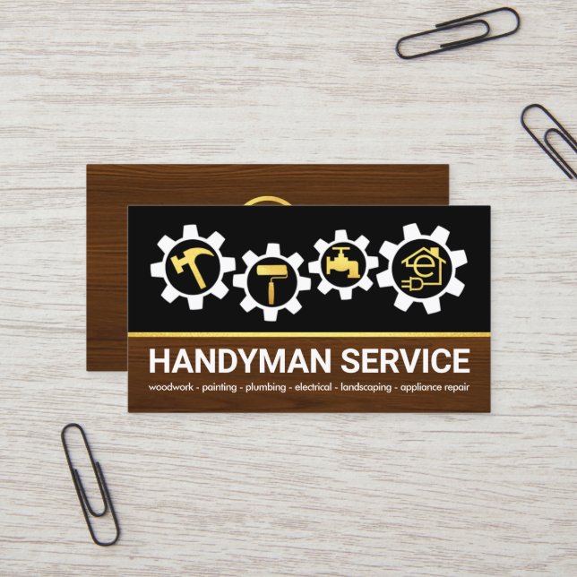 Carte De Visite Handyman Outils Sprocket Home Réparation (Devant/Arrière en situation)