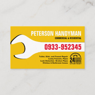 CARTE DE VISITE HANDYMAN PLUMBING 24 HEURES D'URGENCE OUTIL WRENCH