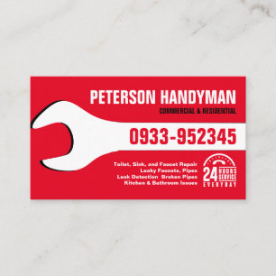 CARTE DE VISITE HANDYMAN PLUMBING 24 HEURES D'URGENCE OUTIL WRENCH