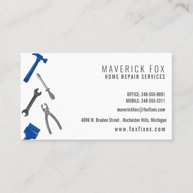 Carte De Visite Handyman Services d'entretien et de réparation à d (Dos)