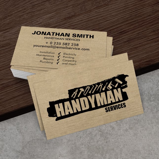 Carte De Visite Handyman services simple noir (Créateur téléchargé)