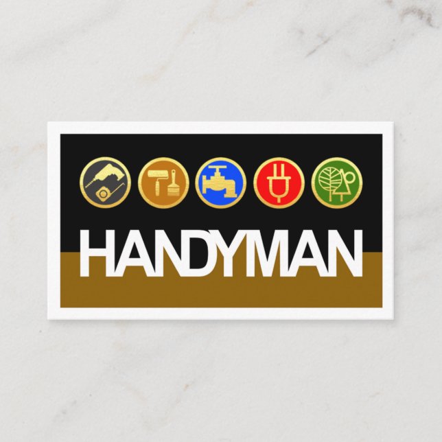 Carte De Visite Handyman Signage Gold Workmen Tools (Devant)