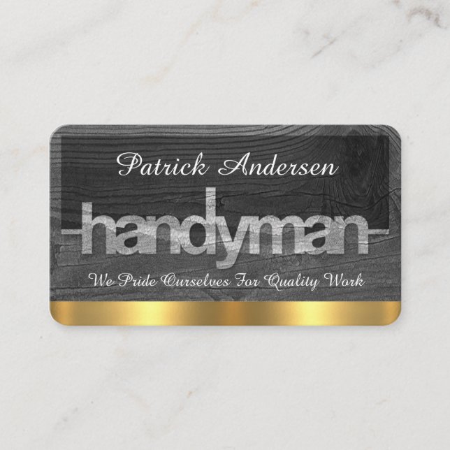 Carte De Visite Handyman Signage On Wood Grain (Devant)