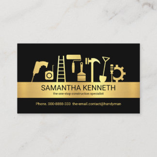 Carte De Visite Handyman Tools Gold Stripe Entrepreneur
