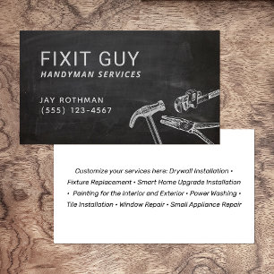 Carte De Visite Handyman Tools, Home Improvement Rustique Business