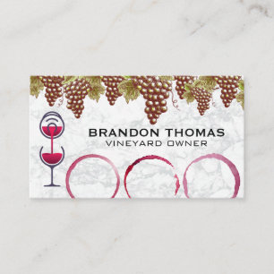 Carte De Visite Hangement des raisins de vin   Marbre   Tige à vin
