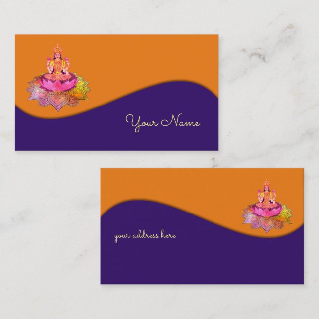 Carte De Visite Happy Diwali - Deepalavi Lakshmi Goddess 4 (Devant / Derrière)