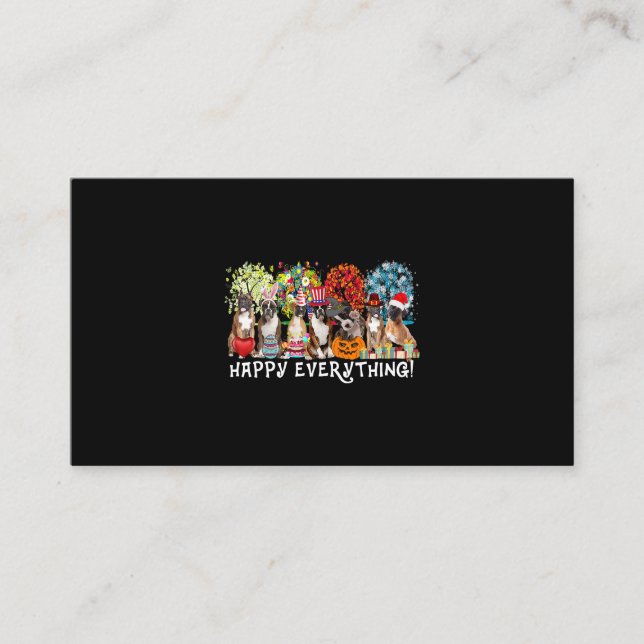 Carte De Visite Happy Everything Boxer Dog Seasons All Year Tree L (Devant)