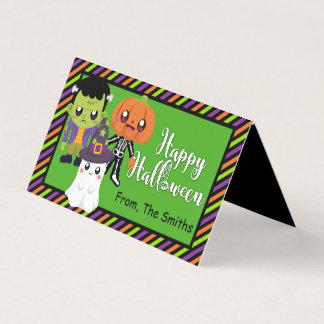 Carte De Visite Happy Halloween Treat Bag Topper avec monstres