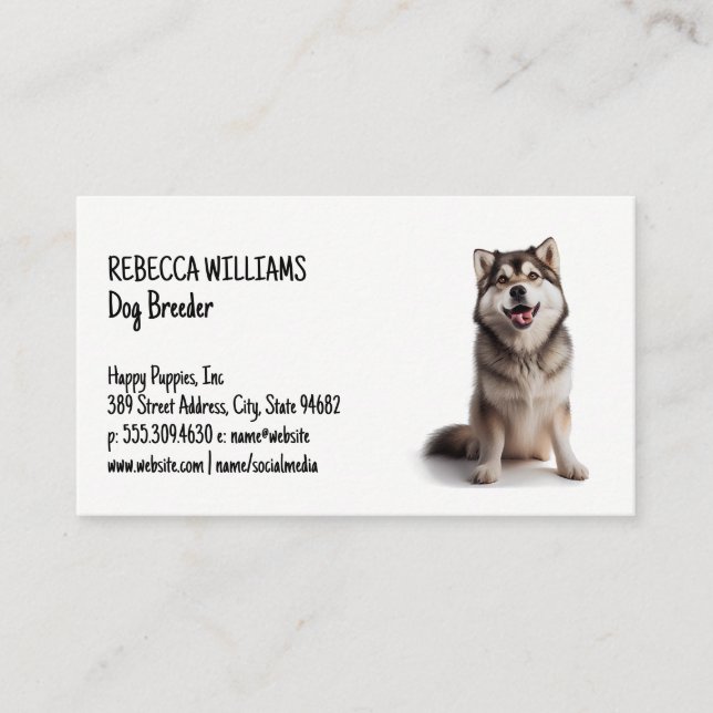 Carte De Visite Happy Husky assis | Animaux (Devant)