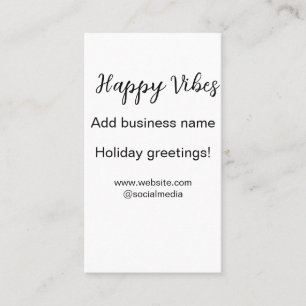 Carte De Visite Happy vibes Noël voeux de vacances business y