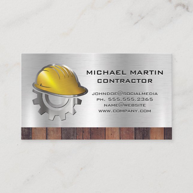Carte De Visite Hardhat de construction (Devant)