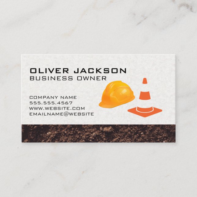 Carte De Visite Hardhat et Cone de construction (Devant)