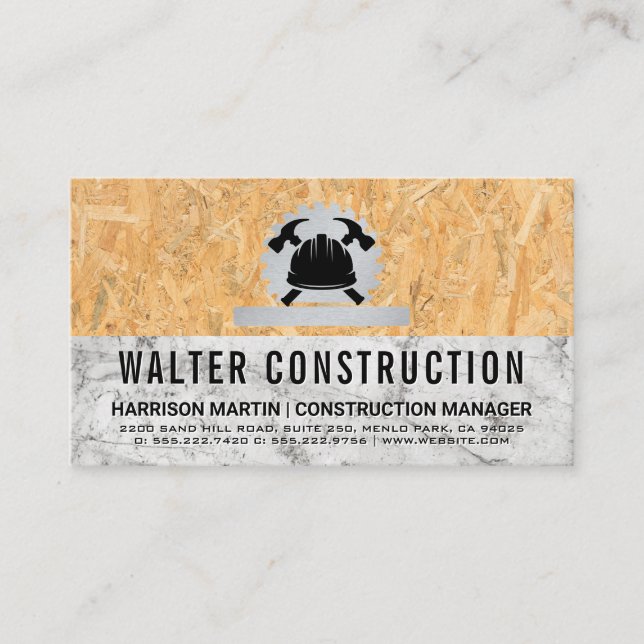 Carte De Visite Hardhat Hammer | Marbre | Bois pressé (Devant)