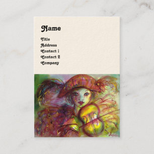 Carte De Visite HARLEQUIN, rose rouge jaune vert blanc éclatant