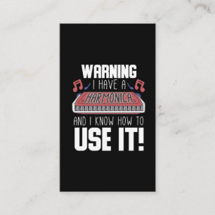 Carte De Visite Harmonica Player Warning Blues Music French Harp
