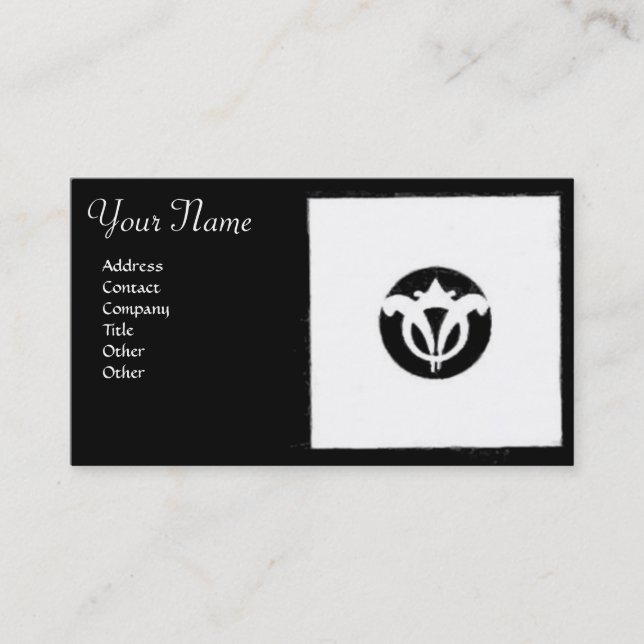 Carte De Visite HARMONIE DE RENAISSANCE Noir Blanc Géométrique Flo (Devant)