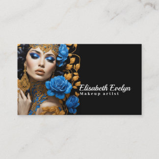 Carte De Visite Harmonie des fleurs bleues et d'or sur une belle f
