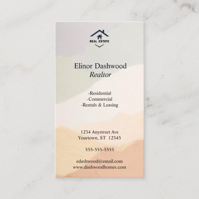 Carte De Visite Harmonieuse Earth Tones Immobilier Adaptable (Devant)