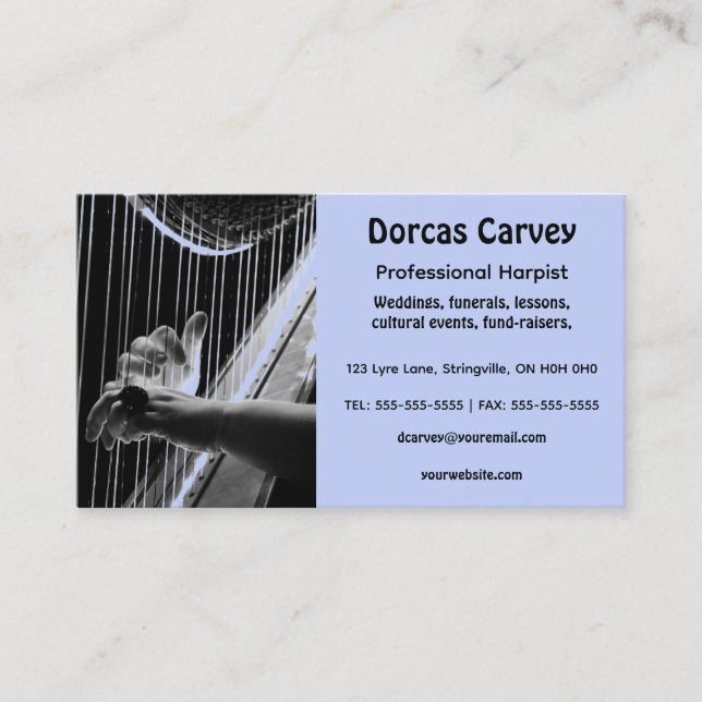Carte de visite Harpist modifiable (Devant)