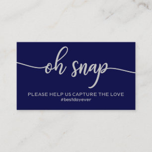 Carte De Visite Hashtag élégant Navy Blue Silver Oh Snap