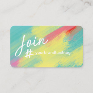 Carte De Visite Hashtag médias sociaux Artistic Aqua Brush Stroke