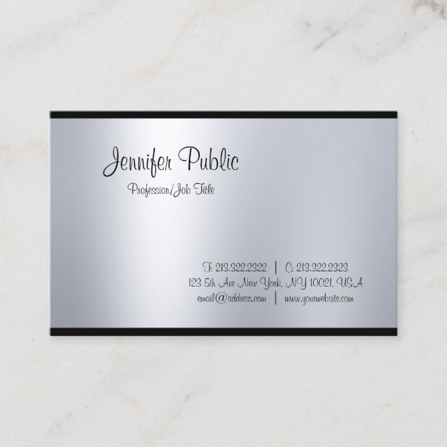 Carte De Visite Haut de la gamme Creative Script Glam Silver (Devant)