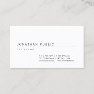 Carte De Visite Haut Modèle minimaliste professionnel blanc élégan
