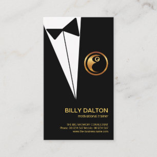 Carte De Visite Haut-parleur créatif simple en noir Tuxedo Motivat