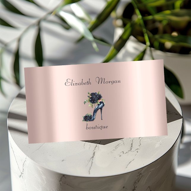 Carte De Visite Haut talons professionnels Noir Rose Rose Or (Créateur téléchargé)