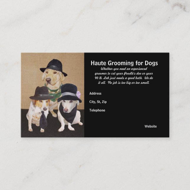 Carte De Visite Haute se toilettant pour des chiens (Devant)
